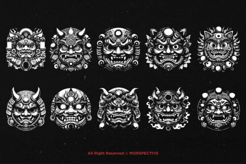10 Bundle Dark Art Japanese Daruma - Image 6