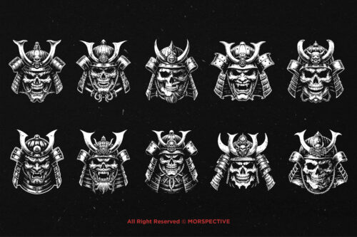 10 Bundle Dark Art Skull Samurai Mask - Image 6