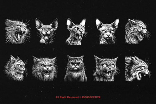 10 Bundle Dark Art Cats Gothic - Image 6