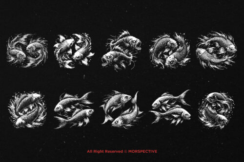 10 Bundle Dark Art Pisces Fish Zodiac - Image 6