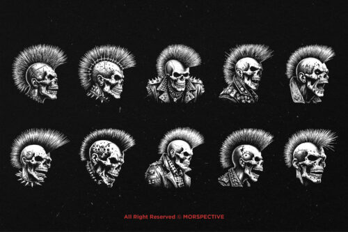 10 Bundle Dark Art Punk Skull Head - Image 6