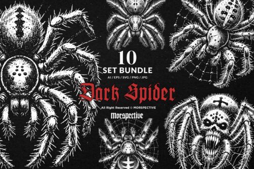 10 Bundle Dark Art Spider Skull Web