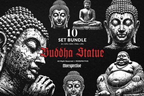 10 Bundle Dark Art Buddha Face