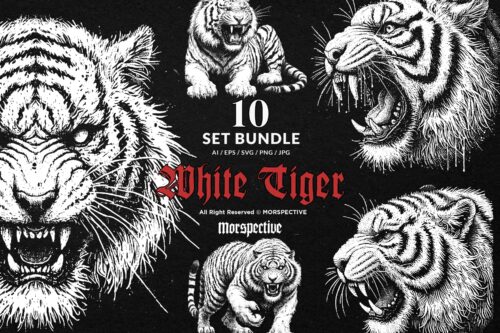 10 Bundle Dark Art White Tiger