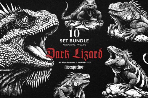 10 Bundle Dark Art Lizard Reptils