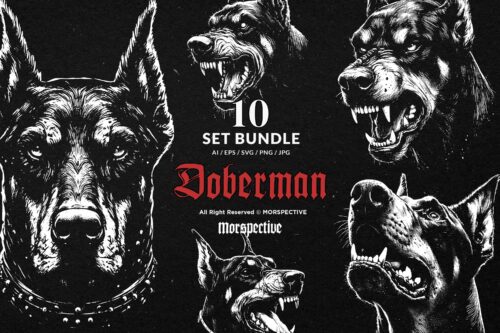 10 Bundle Dark Art Doberman Dog