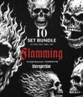 10 Bundle Dark Art Flamming Skull Fire