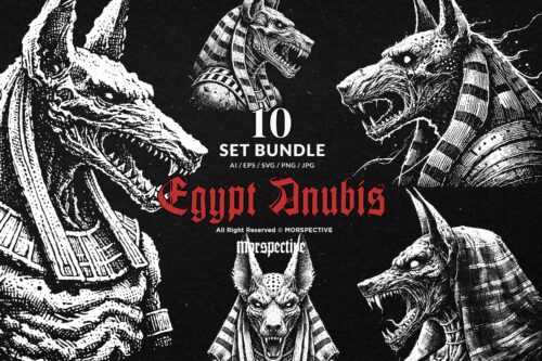 10 Bundle Dark Art Egypt Anubis Gods