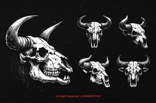 10 Bundle Dark Art Bull Skull - Image 3