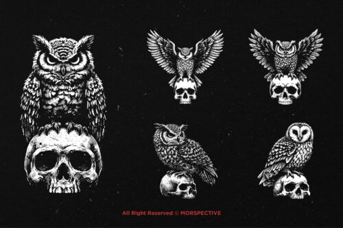 10 Bundle Dark Art Owl Bird - Image 3