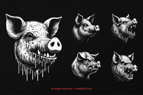 10 Bundle Dark Art Pig Beast - Image 3
