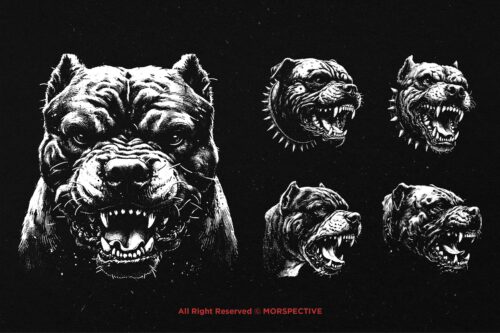 10 Bundle Dark Art Pitbull Dog - Image 3