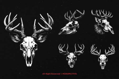 10 Bundle Dark Art Skull Deer - Image 3