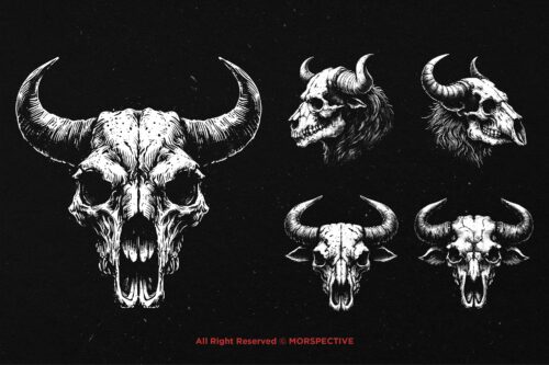 10 Bundle Dark Art Bull Skull - Image 5