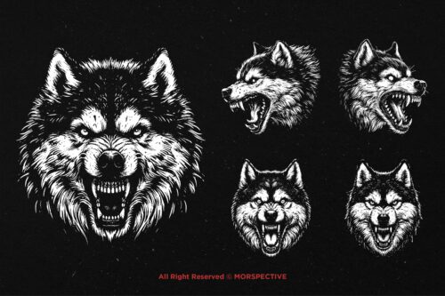 10 Bundle Dark Art Husky Dog Wolf - Image 5