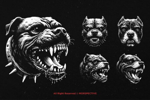 10 Bundle Dark Art Pitbull Dog - Image 5