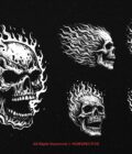 10 Bundle Dark Art Flamming Skull Fire - Image 5
