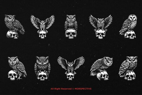 10 Bundle Dark Art Owl Bird - Image 6