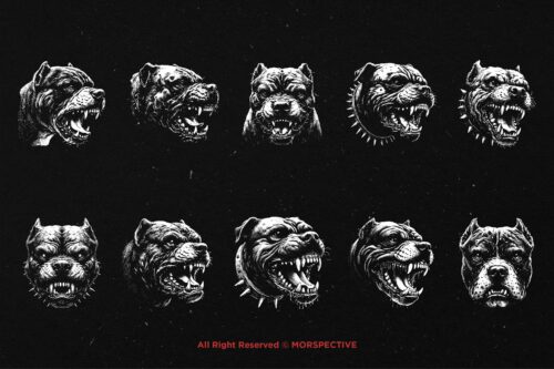 10 Bundle Dark Art Pitbull Dog - Image 6