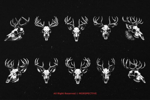 10 Bundle Dark Art Skull Deer - Image 6