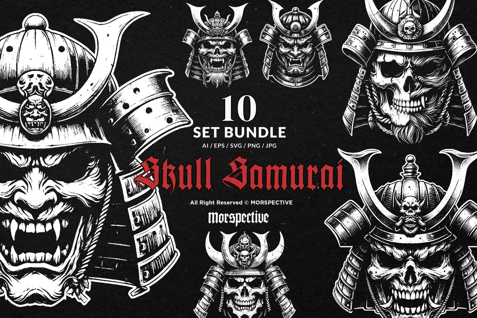 10 Bundle Dark Art Skull Samurai 1 10 Bundle Dark Art Skull Samurai
