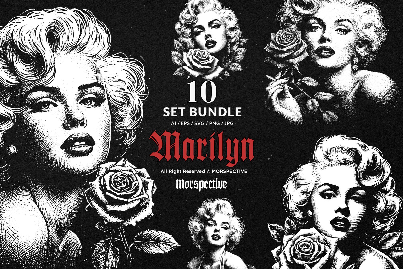 10 Bundle Dark Art Marilyn Face 1 10 Bundle Dark Art Marilyn Face