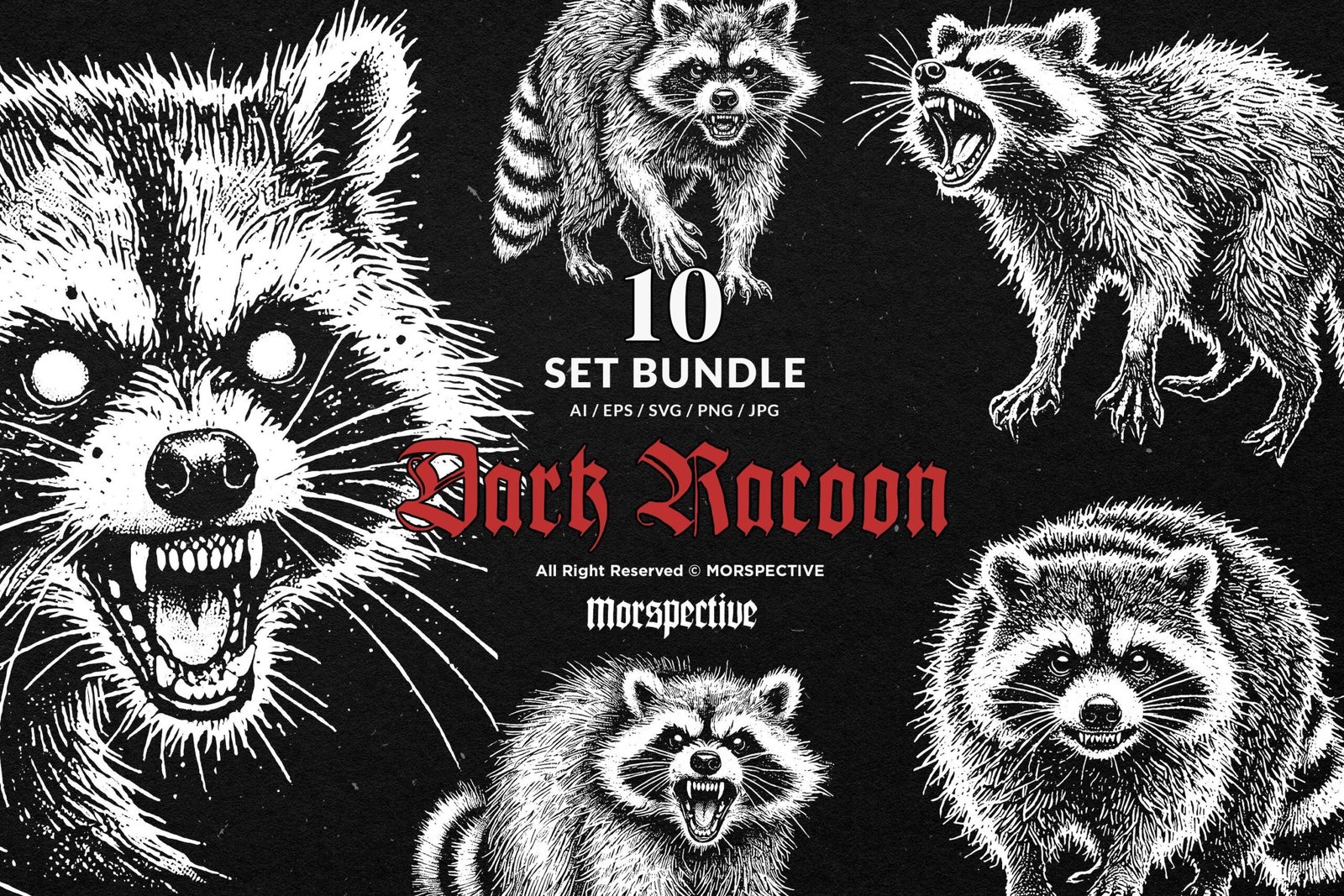 10 Bundle Dark Art Racoon 1 10 Bundle Dark Art Racoon