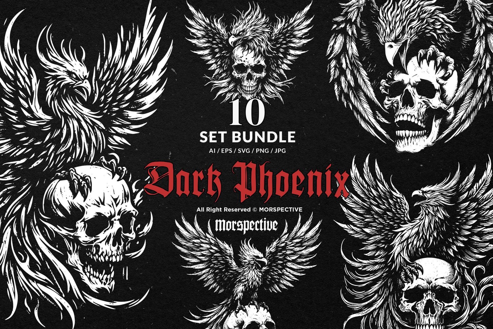 10 Bundle Dark Art Phoenix Skull 1 10 Bundle Dark Art Phoenix Skull