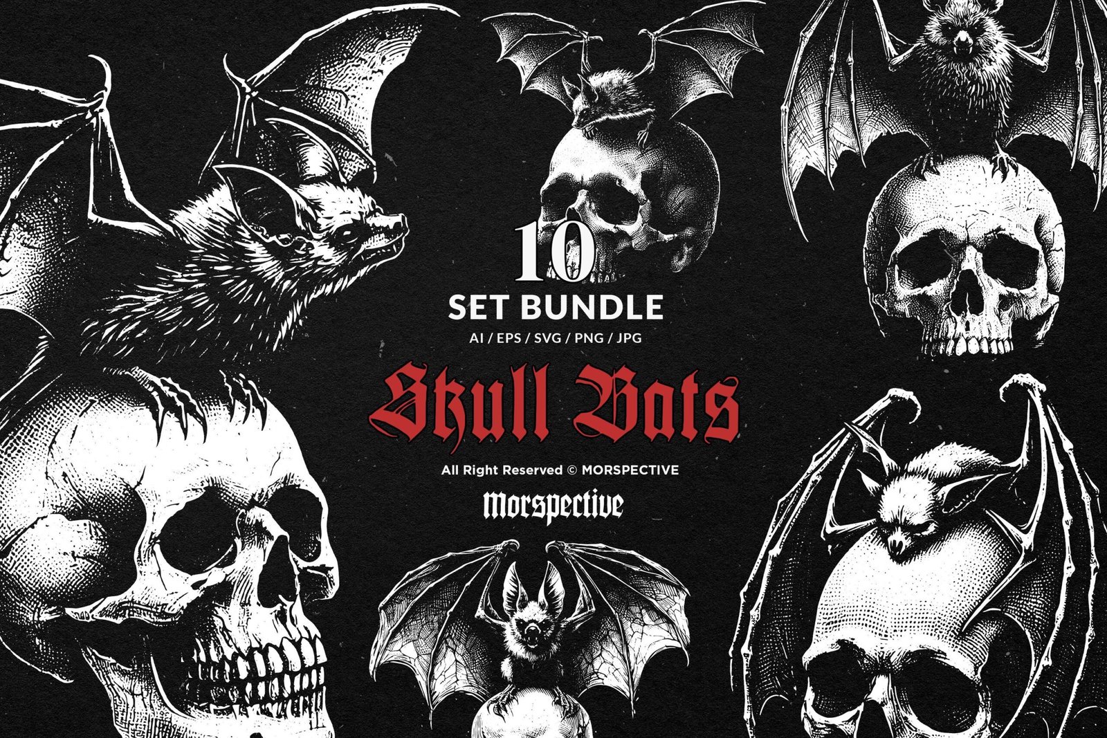 10 Bundle Dark Art Skull Bat 1 10 Bundle Dark Art Skull Bat
