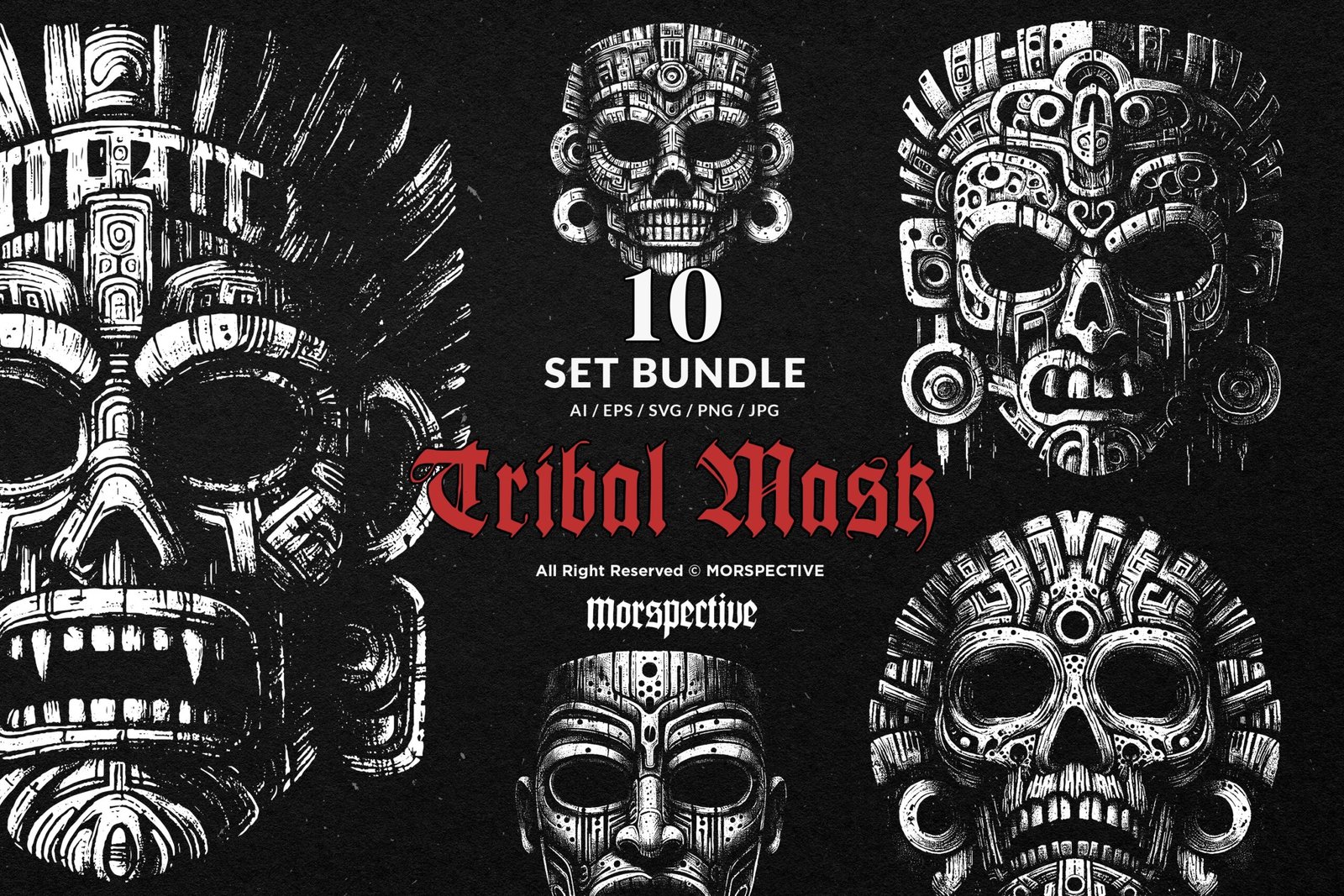 10 Bundle Dark Art Tribal Mask 1 10 Bundle Dark Art Tribal Mask