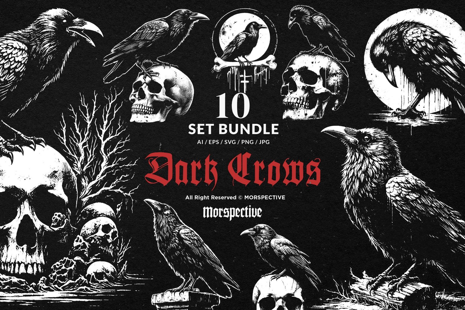 10 Bundle Dark Art Crows Bird 1 10 Bundle Dark Art Crows Bird