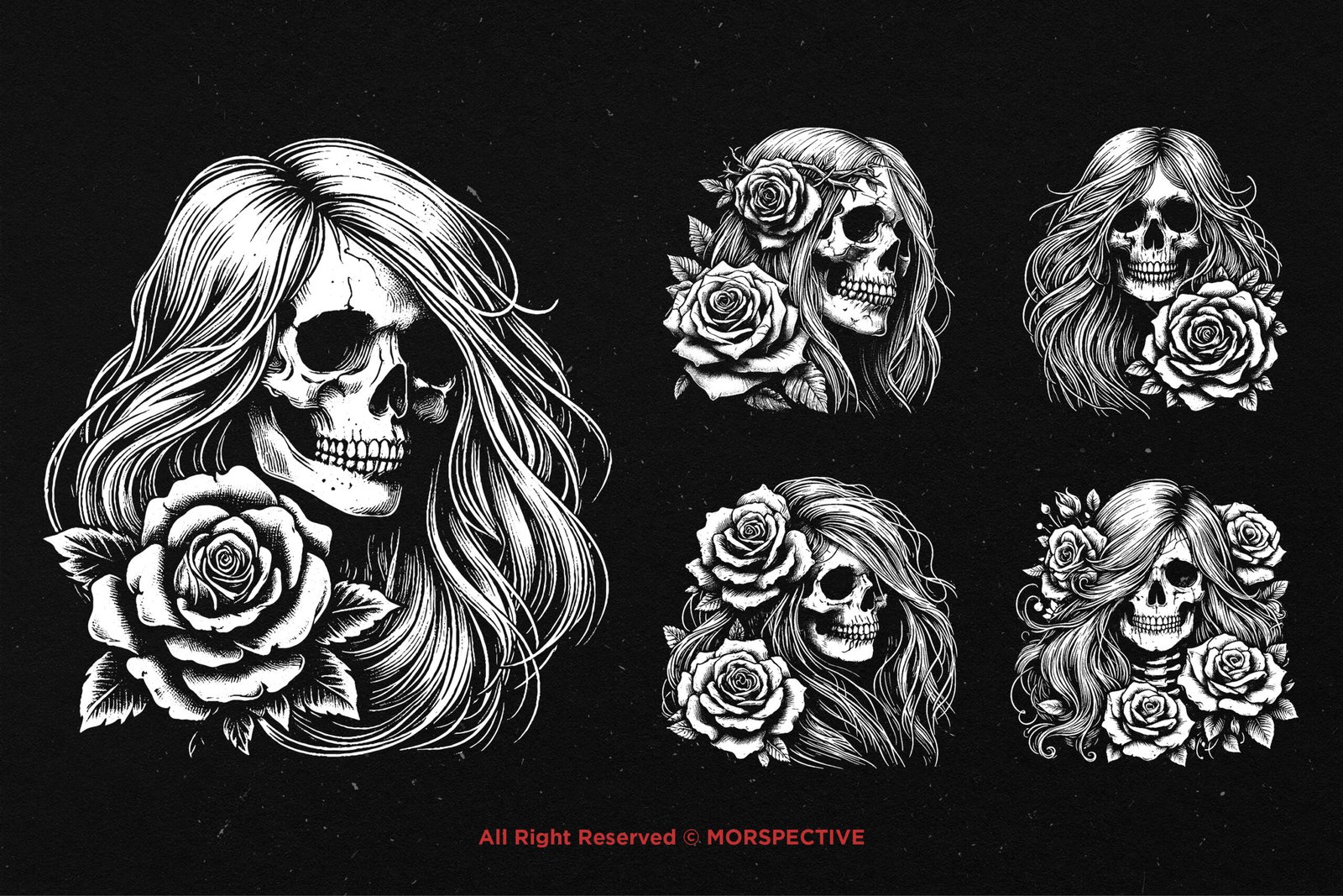 10 Bundle Dark Art Skull Girl Rose 3 10 Bundle Dark Art Skull Girl Rose - Image 3