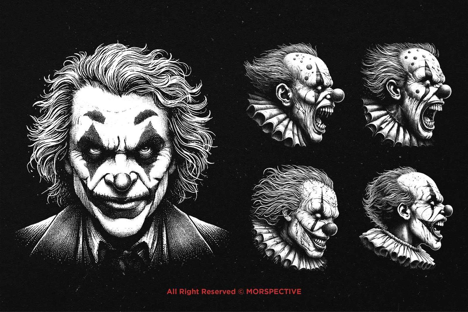 10 Bundle Dark Art Clown Face 4 10 Bundle Dark Art Clown Face - Image 4