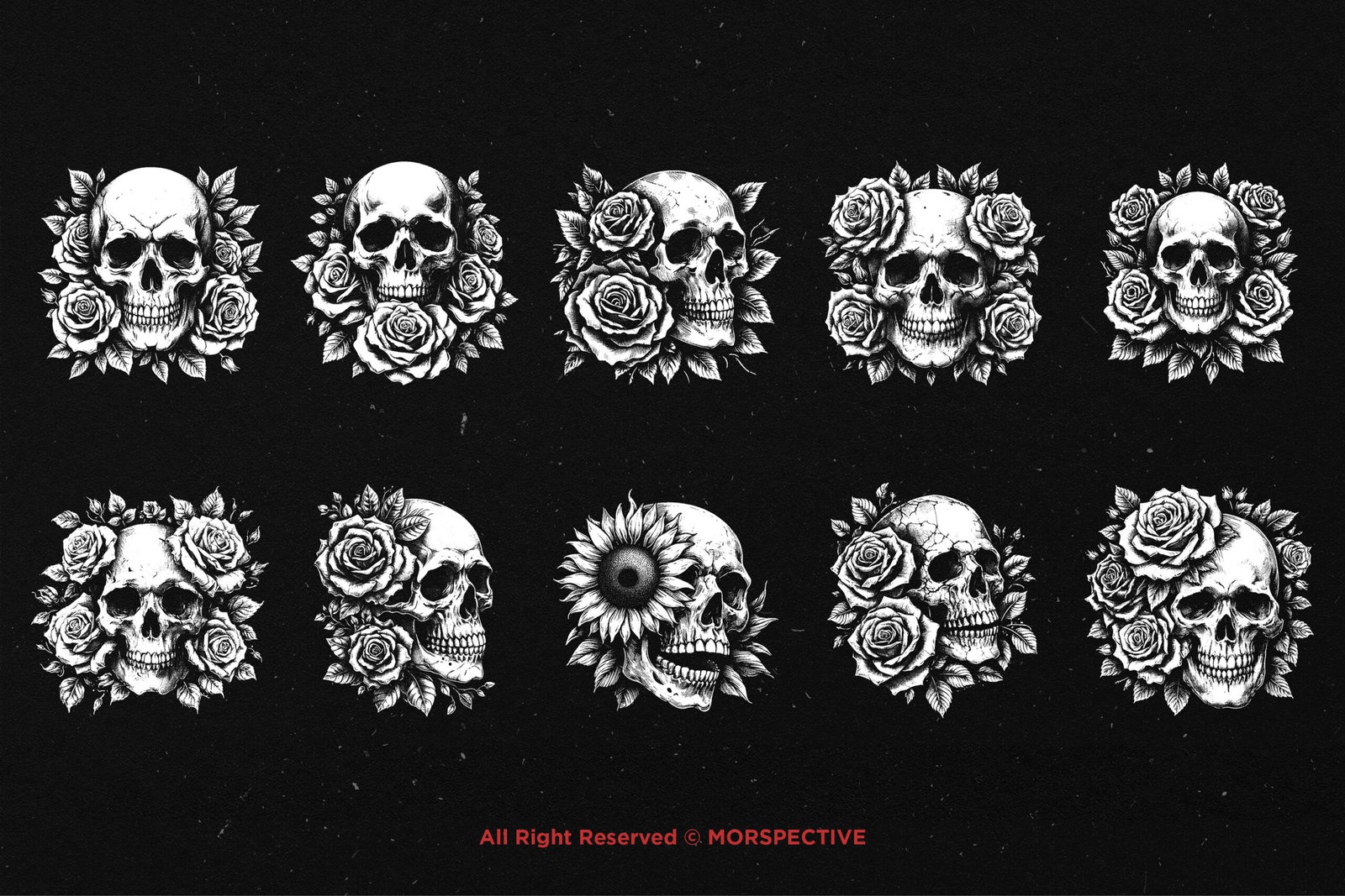 10 Bundle Dark Art Skull Rose Floral 5 10 Bundle Dark Art Skull Rose Floral - Image 5