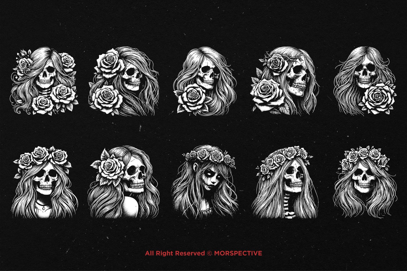 10 Bundle Dark Art Skull Girl Rose 5 10 Bundle Dark Art Skull Girl Rose - Image 5