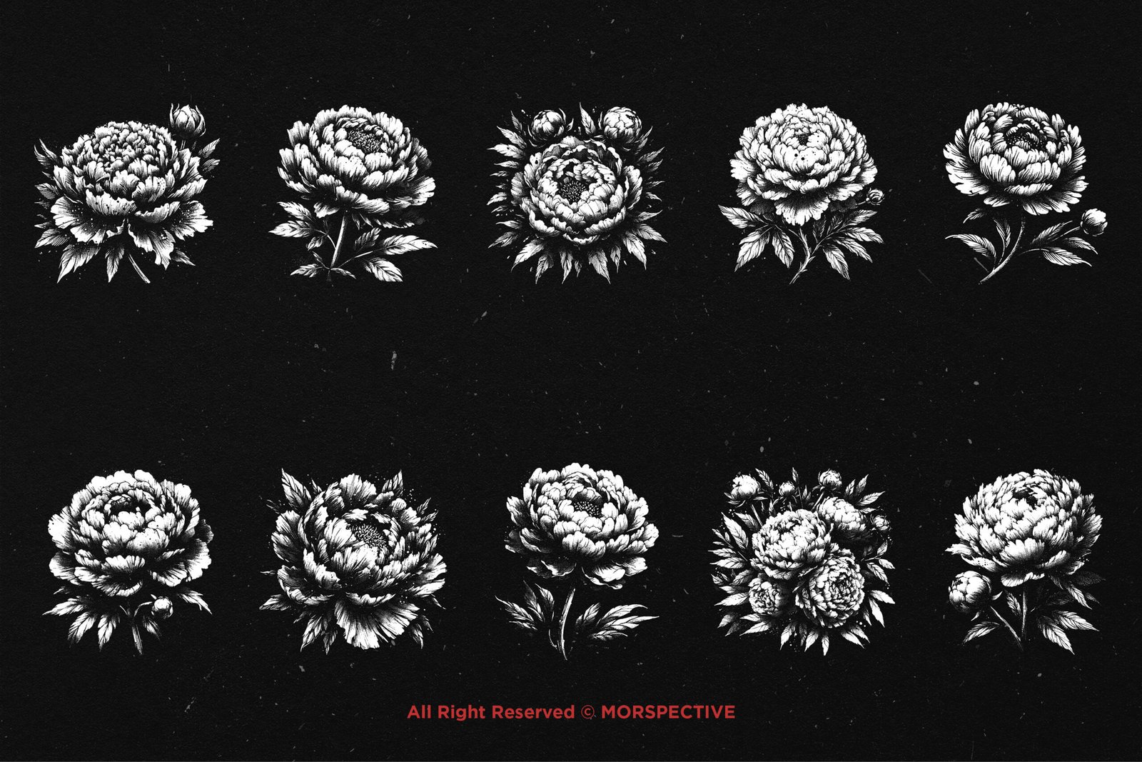 10 Bundle Dark Art Peony Flower 5 10 Bundle Dark Art Peony Flower - Image 5