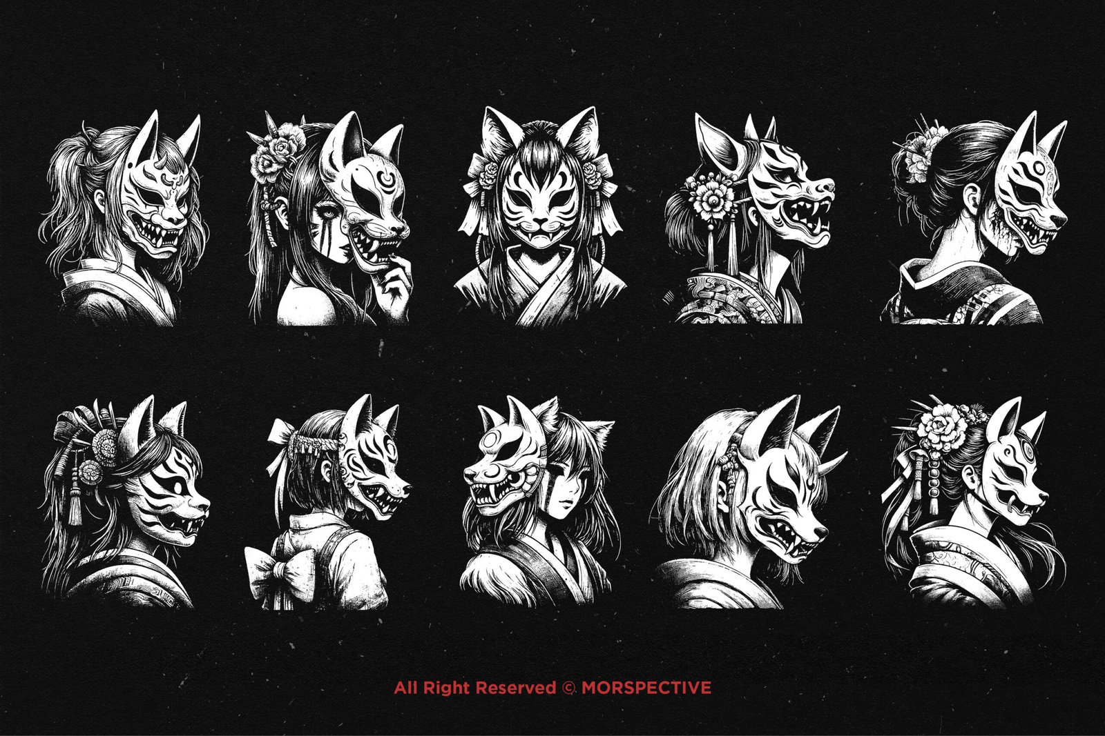 10 Bundle Dark Art Kitsune Girl 5 10 Bundle Dark Art Kitsune Girl - Image 5
