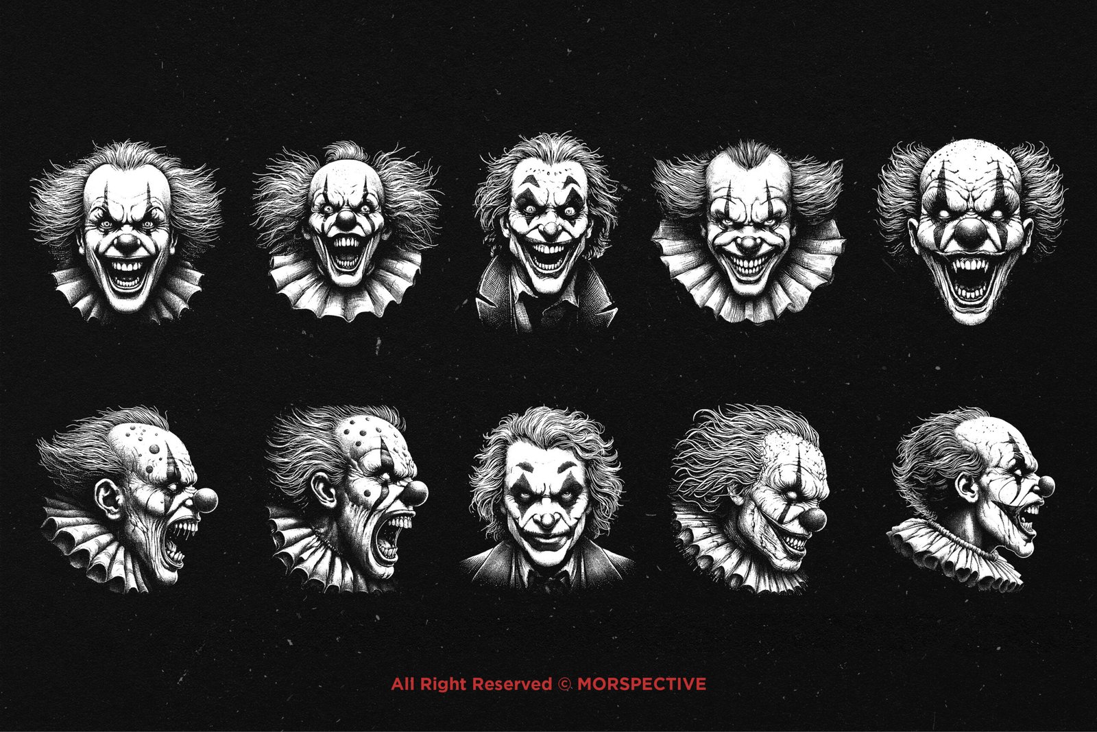 10 Bundle Dark Art Clown Face 5 10 Bundle Dark Art Clown Face - Image 5