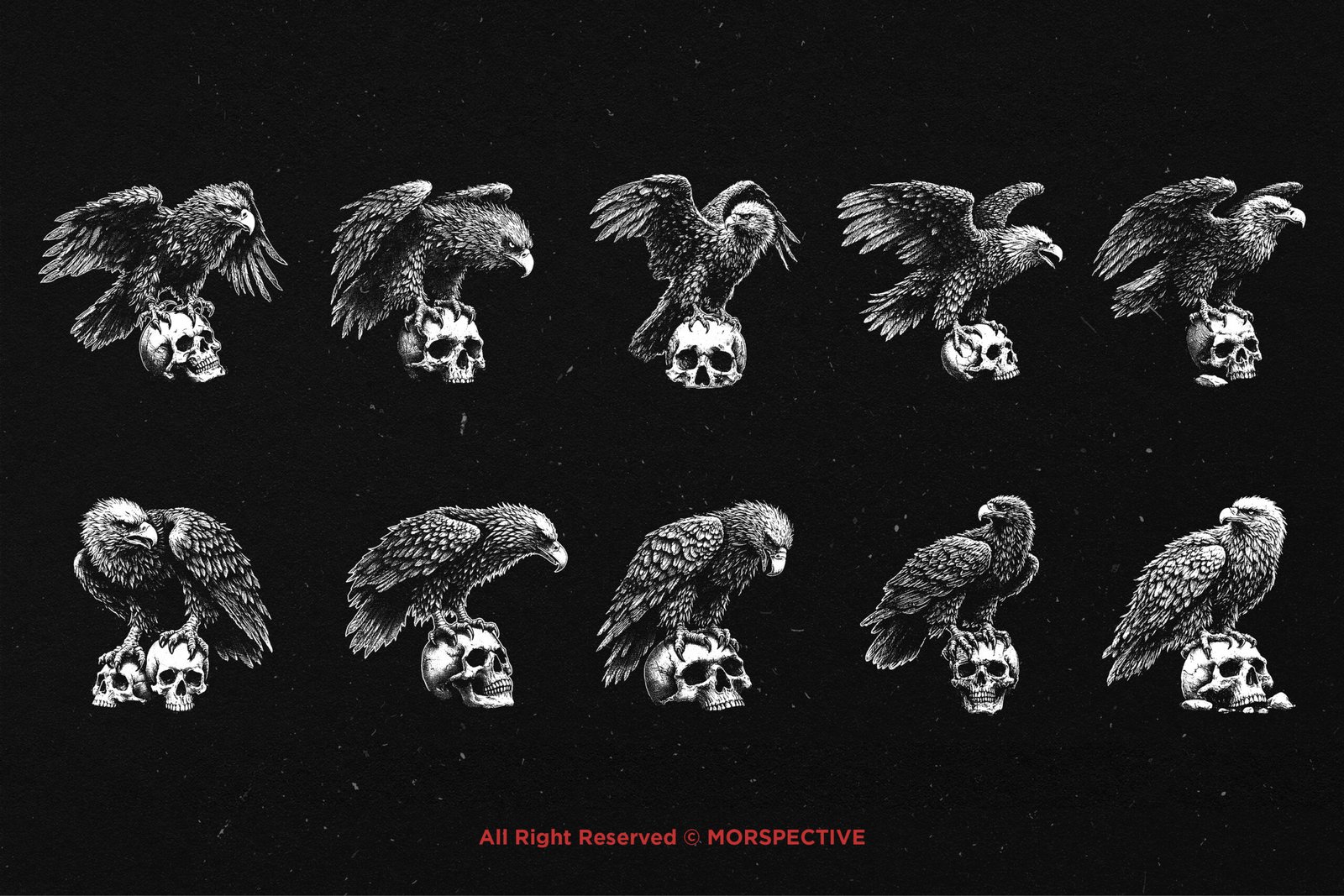 10 Bundle Dark Art Eagle with Skull 5 10 Bundle Dark Art Eagle with Skull - Image 5