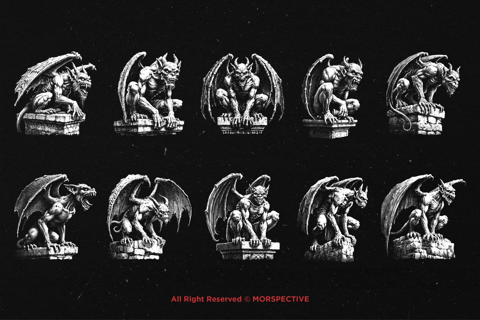 10 Bundle Dark Art Gargoyle Statue 5 10 Bundle Dark Art Gargoyle Statue - Image 5
