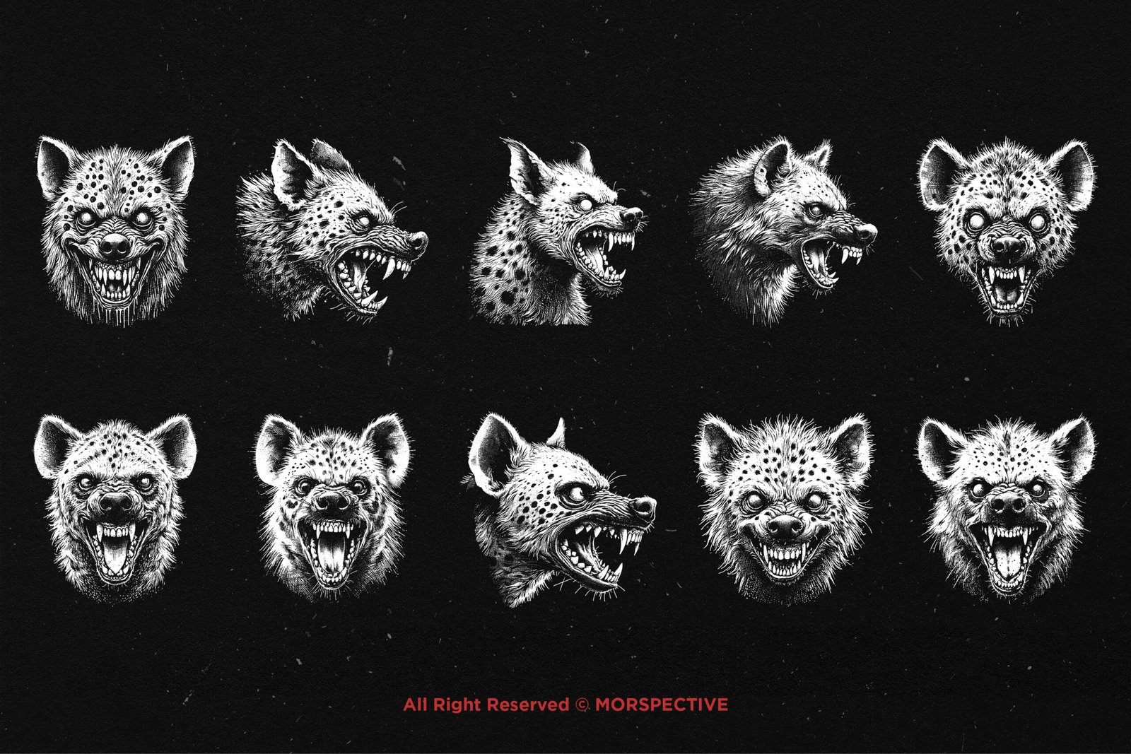 10 Bundle Dark Art Hyena Head 5 10 Bundle Dark Art Hyena Head - Image 5