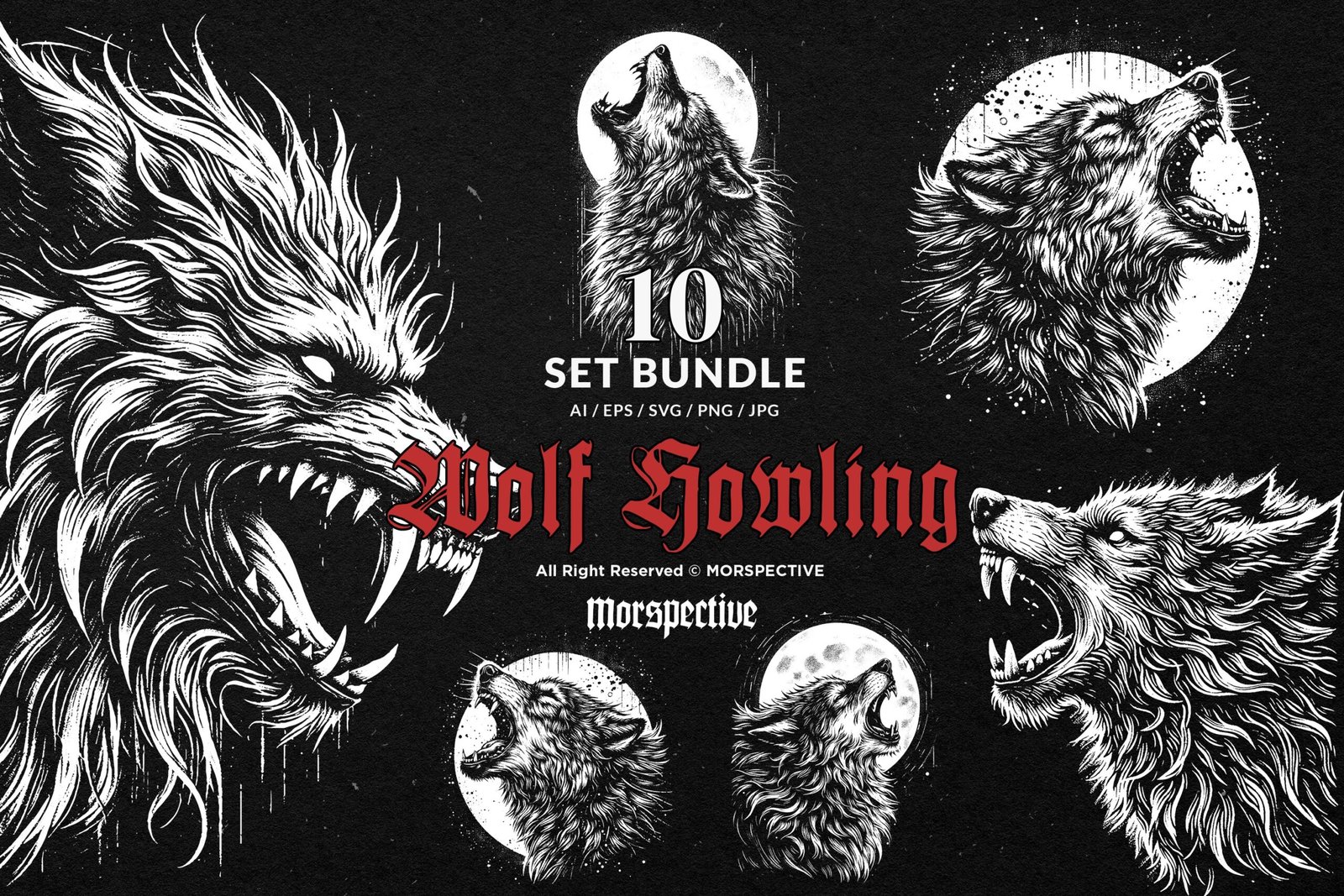 10 Bundle Dark Art Wolf Howling 1 10 Bundle Dark Art Wolf Howling