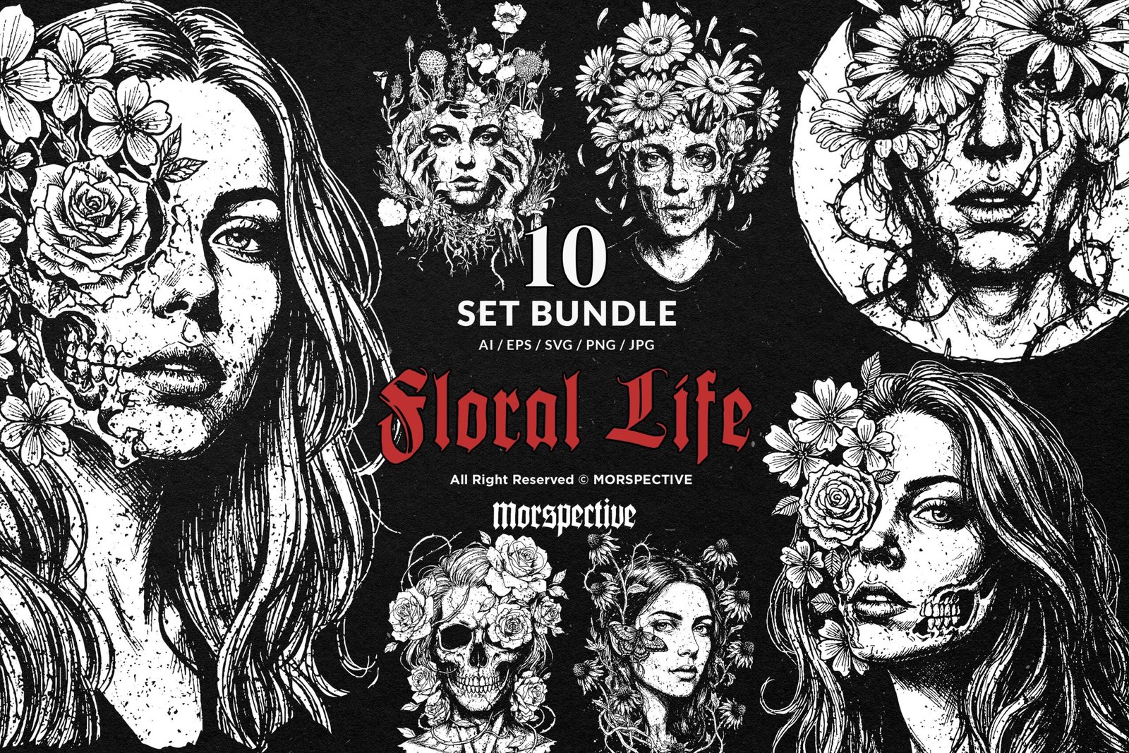 10 Bundle Dark Art Floral Life Girl 1 10 Bundle Dark Art Floral Life Girl