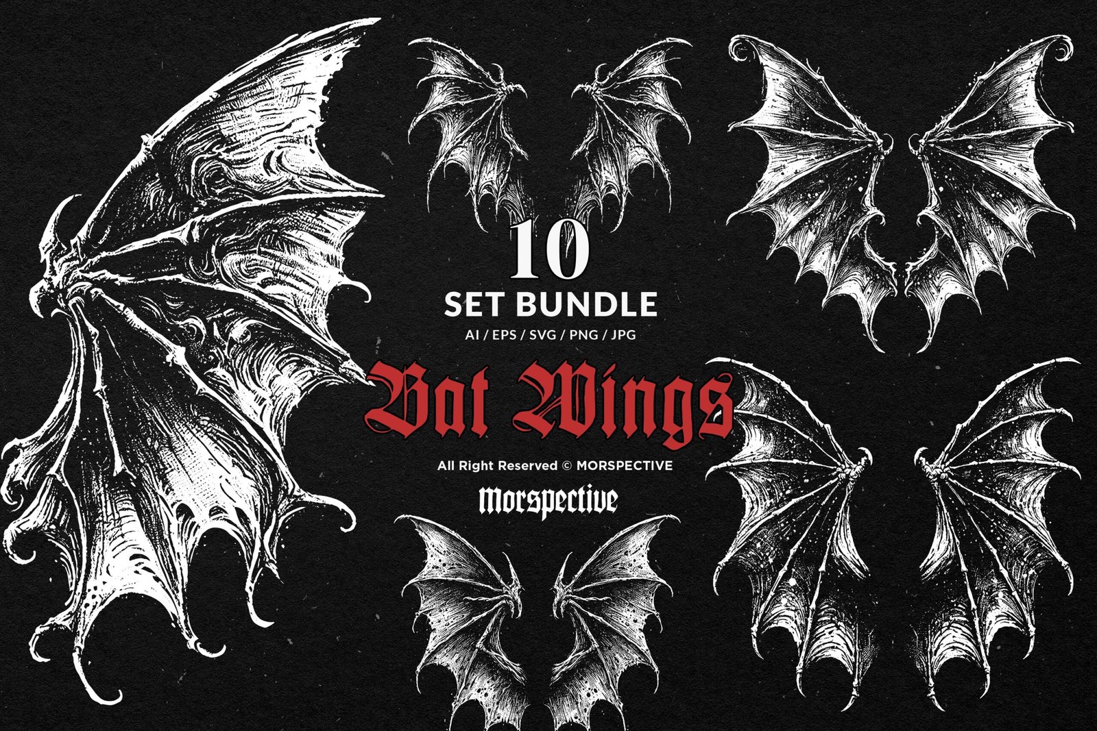 10 Bundle Dark Art Bat Wings 1 10 Bundle Dark Art Bat Wings