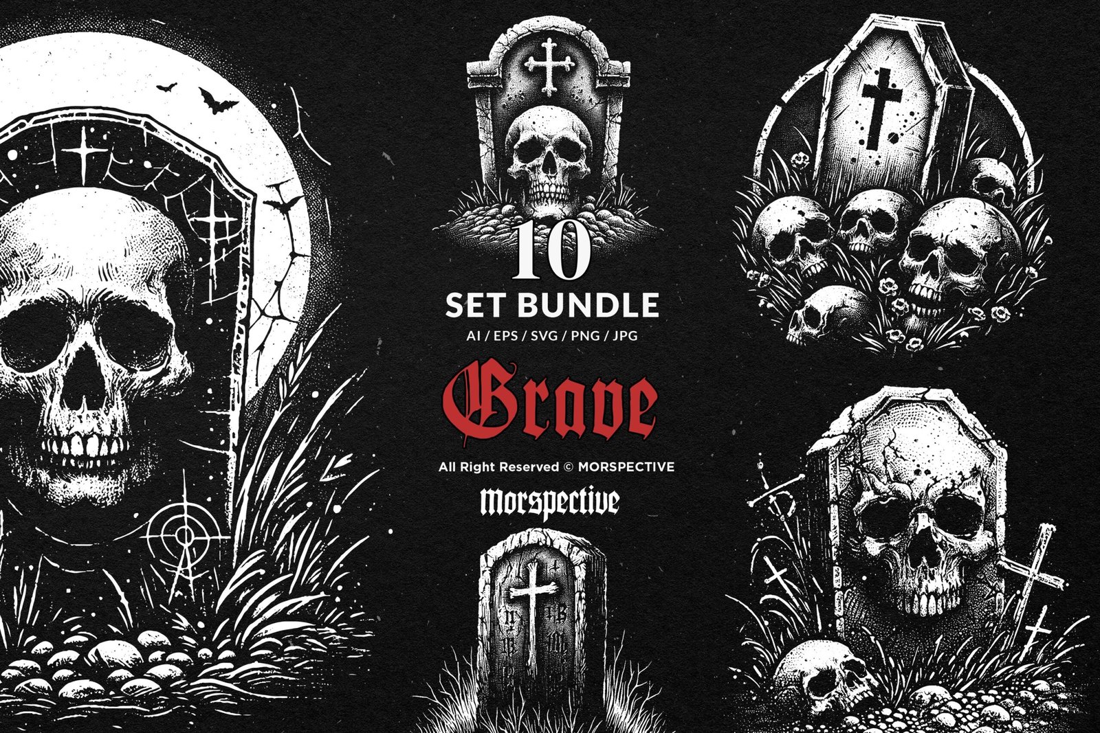 10 Bundle Dark Art Skull Grave 1 10 Bundle Dark Art Skull Grave
