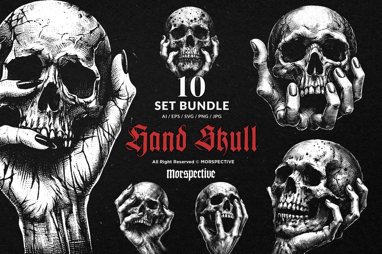 10 Bundle Dark Art Skull Head Holding 1 10 Bundle Dark Art Skull Head Holding