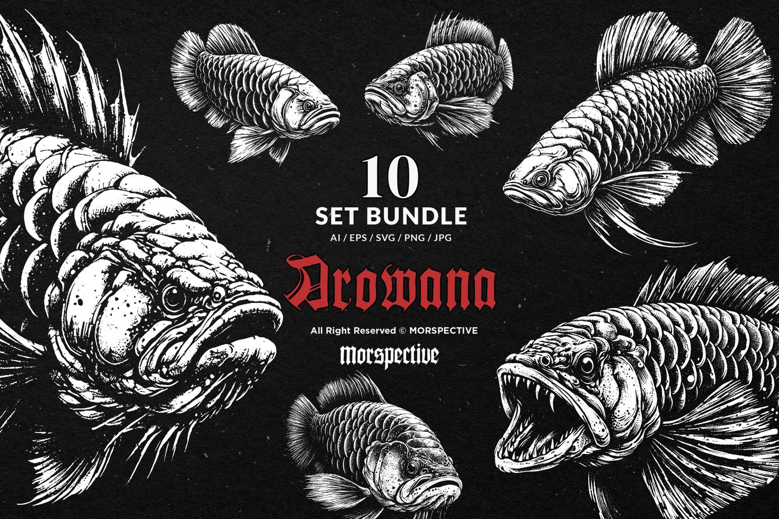 10 Bundle Dark Art Arowana Fish 1 10 Bundle Dark Art Arowana Fish