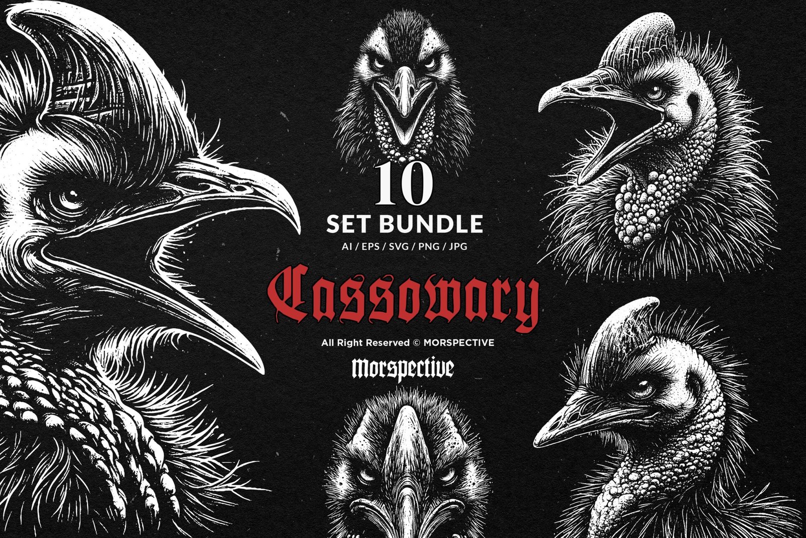 10 Bundle Dark Art Cassowary Bird 1 10 Bundle Dark Art Cassowary Bird