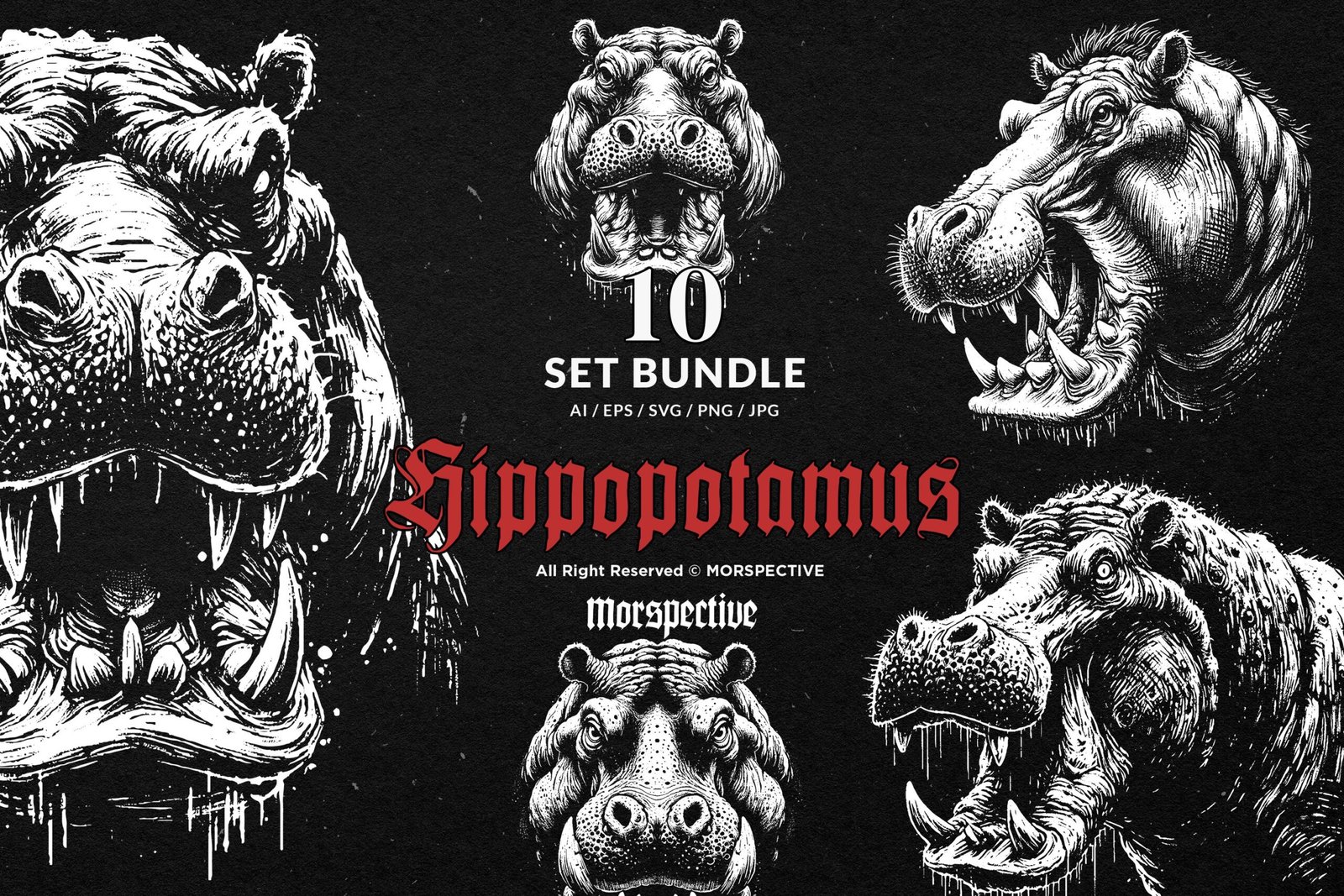 10 Bundle Dark Art Hippopotamus 1 10 Bundle Dark Art Hippopotamus