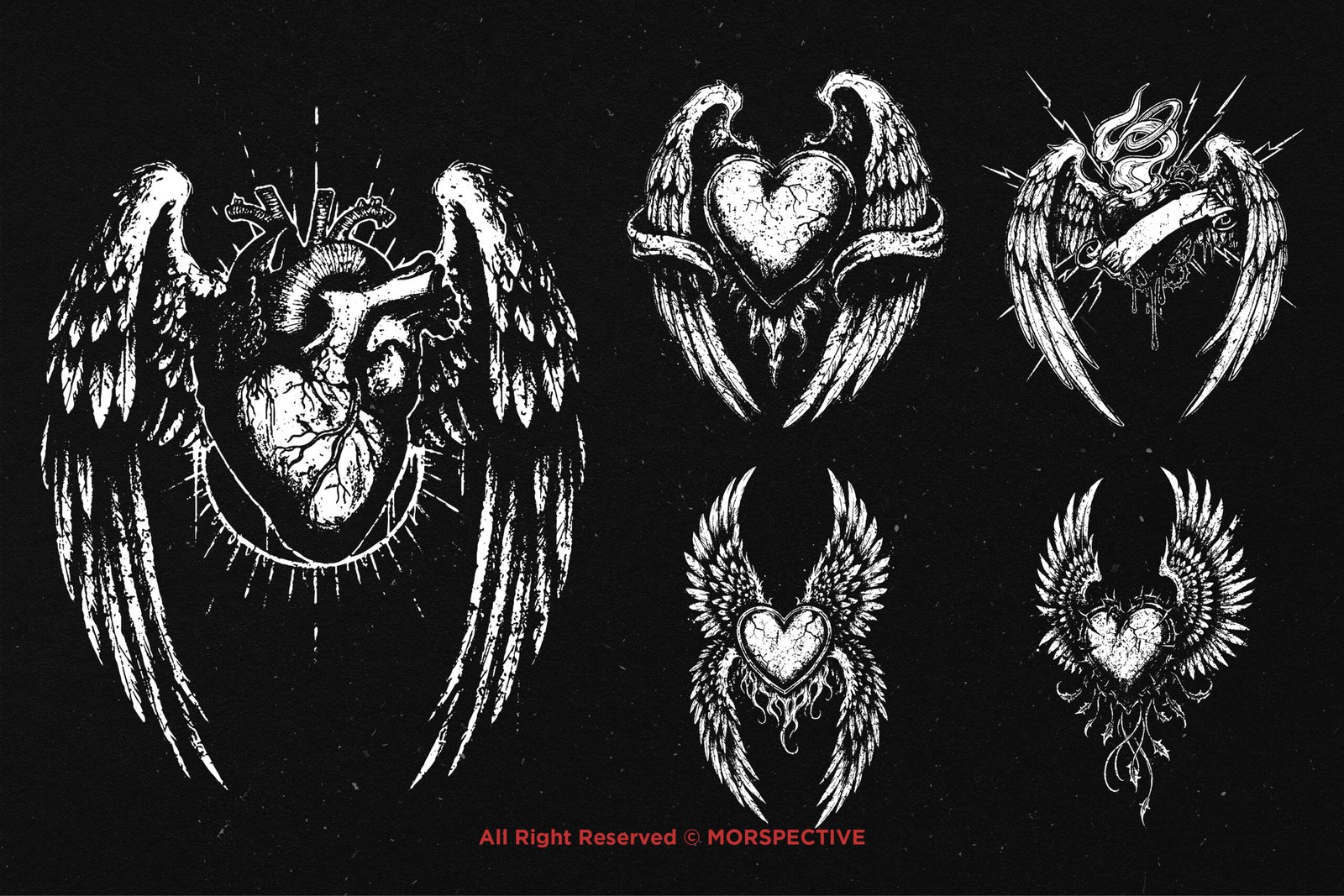 10 Bundle Dark Art Heart Wing 3 10 Bundle Dark Art Heart Wing - Image 3